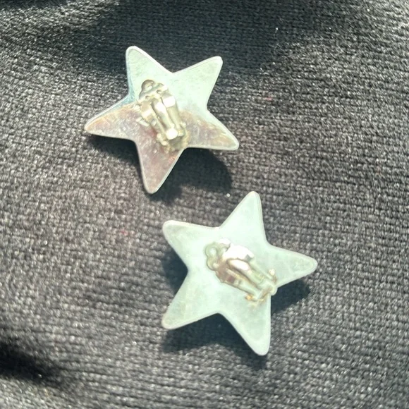 Sterling silver star earrings clip ons - Picture 5 of 6